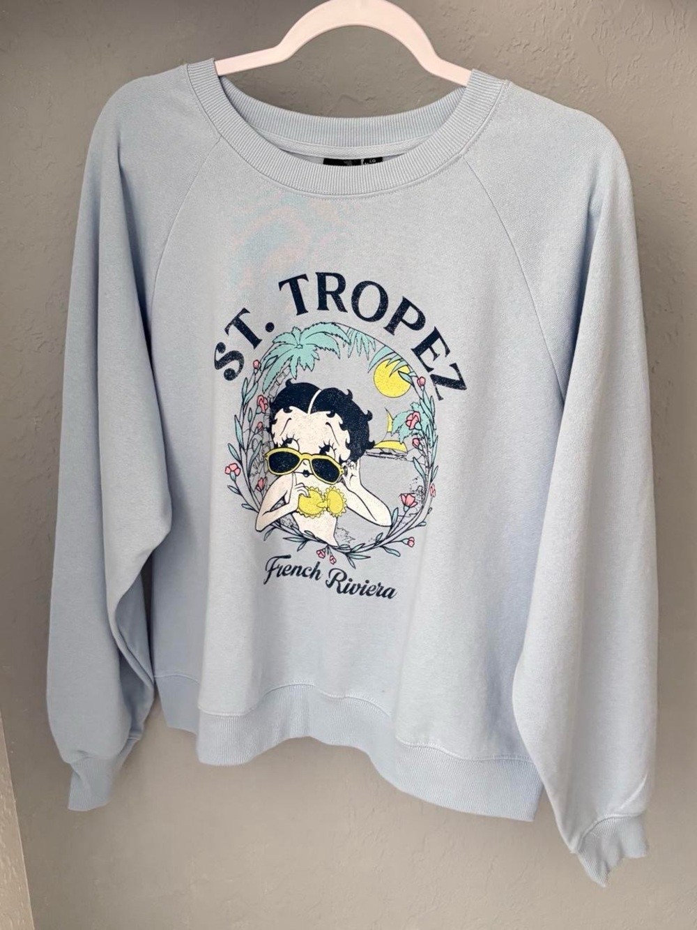 Betty Boop Light Blue St. Tropez Graphic Sweatshirt